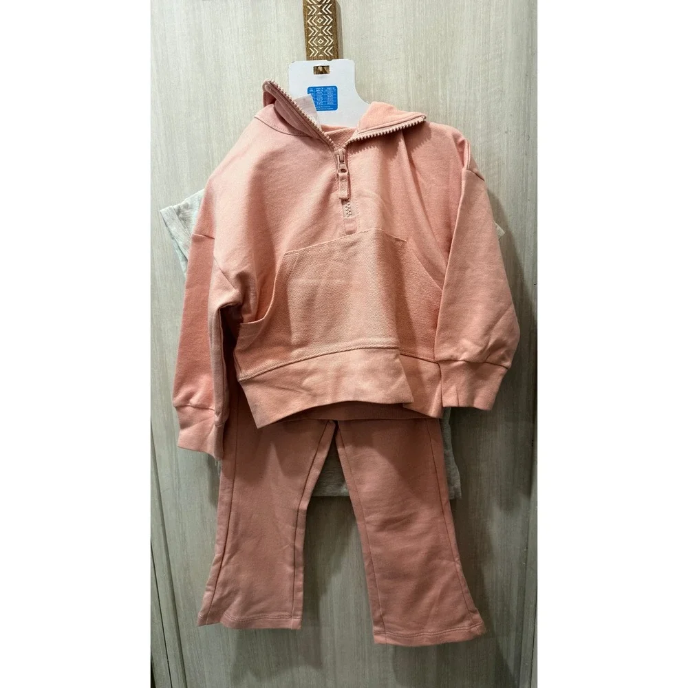 Carters Toddler Girls 3 Piece Set Pink Jacket Grey Loved Shirt Pants 2T NWT